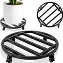 18" Round Metal Plant Caddy with Wheels Heavy Rolling Plant Stand (2 Pack)
