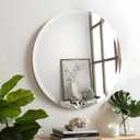 28 inch Beveled Bathroom Mirror, Frameless Round Mirror, 1" Polished Beveled Edge Circle Mirror for Bathroom, Living Room, Bedroom