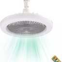 Low Profile Ceiling Fan Light with Remote Control 2-in-1 Multifunctional Round Modern Dimmable Electric E27 Ceiling Fan Kit with Lights for Home Bedrooms Kitchen Office (Grey)