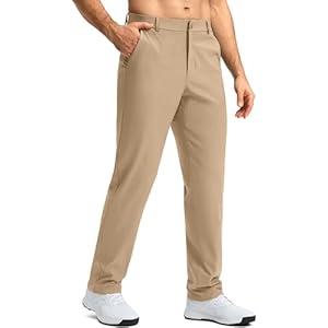 Mens Golf Pants 30"/ 32"/ 34" Stretch Dress Pants Quick Dry Casual Slacks Work Business Trousers for Men with Pockets(Khaki, W32 L30)