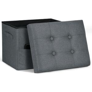 Storage Ottoman Cube, Folding Footstool Rest with Thicker Foam Padded Seat. Liner Ottoman with Storage Bench or Living Room, Bedroom, Home Office, Coffee Table. 17x13x13in, Gray Green