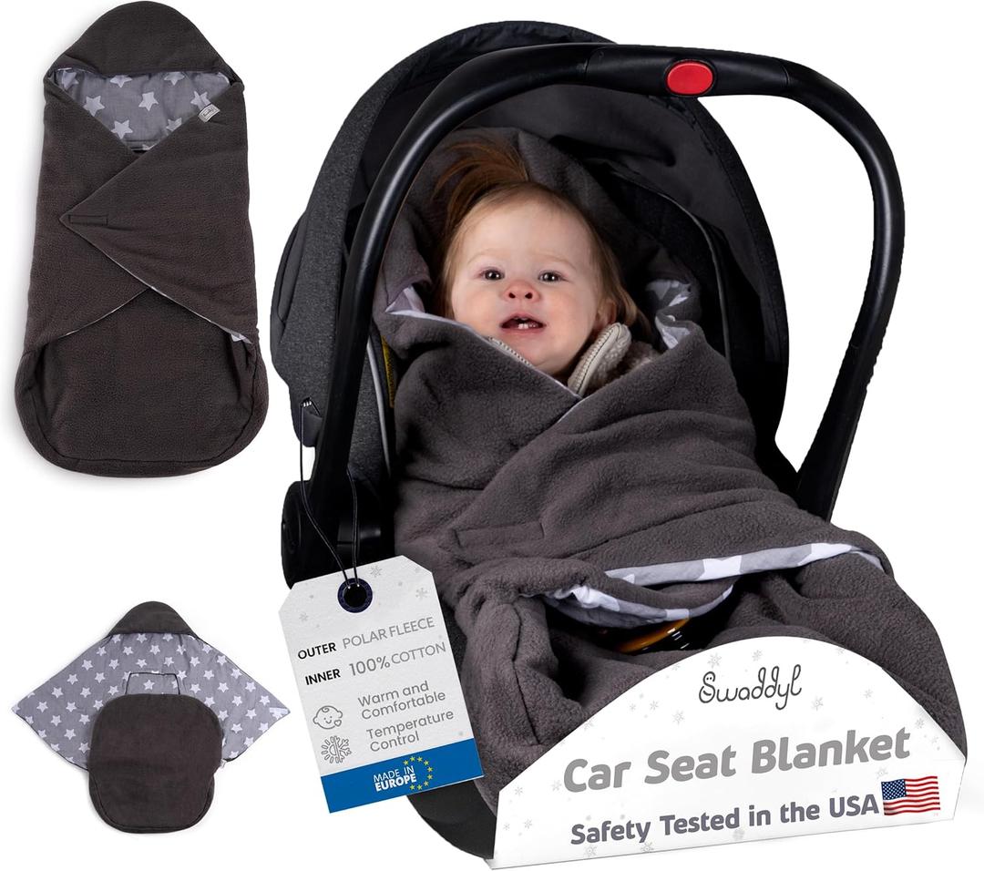 Car Seat Blankets for Babies Winter - Stroller Footmuff Carseat Cover Baby 5 Point Harness - Swaddle Bunting Bag (Grey)