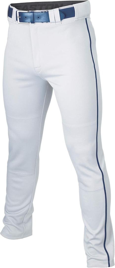 Easton Boys' Rival+ Baseball Pants | Full Length Semi-Relaxed Fit | Youth Sizes | Piped | Multiple Colors (Medium, White/Navy)