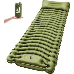 Ultralight Camping Sleeping Pad with Pillow & Built-in Foot Pump
Camping Mattress, Compact Inflatable Portable Mat for Camping, Backpacking, Hiking, Car Traveling, Beach, Tent, Single, Green