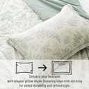 LEMIROE Botanical Cotton Comforter King Size - Dusty Green Comforter Printed with Luxurious Greyish-Green Ferns on Beige,Reversible Lightweight Bedding Sets 3Pcs (104"90")