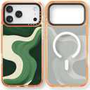 for iPhone 17 Pro Case Cute - Compatible with Magsafe - Military-Grade 6.6 ft Drop Protection Shockproof Phone Case - Cosmic Wave Design (6.3') Cosmic Orange