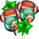 Skylety 6 Pieces Football Balloons Set Football Shape Star Foil Balloons for Party Supplies Game Day Birthday Decorations