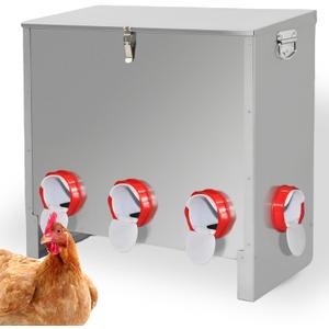 XKV Metal Automatic Chicken Feeder 90LBS with 8 Ports,No Feed Waste,All Seasons Support,Weather-Resistant and Animal-Proof,Suitable for Chicken,Geese,Ducks,Turkeys,Quails