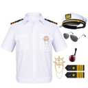 6PCS Men's Yacht Captain Sailor Costume Adult Shirt Hat Accessories Set Party Cosplay 170 Small