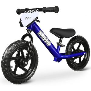 KRIDDO Toddler Balance Bike 2 Year Old, Age 18 Months to 5 Years Old, 12 Inch Push Bicycle with Customize Plate (3 Sets of Stickers Included), Steady Balancing, Gift Bike for 23 Boys Girls, Blue