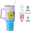 Silver Buffalo Sanrio Hello Kitty and Friends Featuring My Melody, Kuromi, and Pompompurin Rainbow Ombre Stainless Steel Tumbler with Handle and Straw, Fits in Standard Cup Holder, 40 Ounces