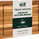 Medium (M) Teak Edge Grain Cutting Board, Reversible, Knife-Friendly Charcuterie Wood Cutting Board with Juice Groove & Handles, Non-Toxic, Gift Box Included (17" x 13" x 1")