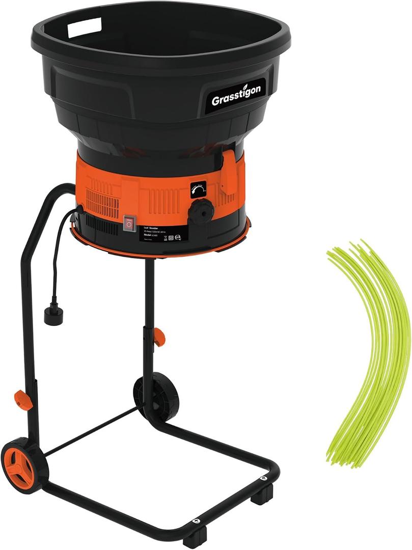 GRASSTIGON Electric Leaf Mulcher Shredder, 15 Amp, 8400 RPM, 17:1 Ratio