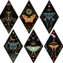 Sintuff 6 Pieces Gothic Wall Decor Boho Sun Moon Phases Wall Art Gothic Minimalist Stars Sun Hanging Wooden Home Decor Farmhouse Pediments for Gallery Living Bedroom Room(Butterfly)