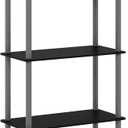 Furinno Rata 6-Tier Industrial Multipurpose Flat Base Shelf Display Rack, Narrow, Marble White (11.81 (D) x 15.75 (W) x 64.72 (H))