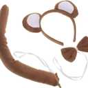 BESTOYARD 9 Pcs Halloween Monkey Costume with Ear Tail Set, Animal Costume Accessory Bulk Cartoon Headband Set Bow Tie & Tail for Kids' Parties and Dress-up Play