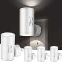 4 Pack LED Wall Plug-in Night Light with Dusk to Dawn Sensor, 5000K Daylight White, Dimmable 0-300LM, Adjustable Rotating Lamp for Bedroom, Bathroom, Kitchen, Hallway (Auto On/Off, Wall Outlet)