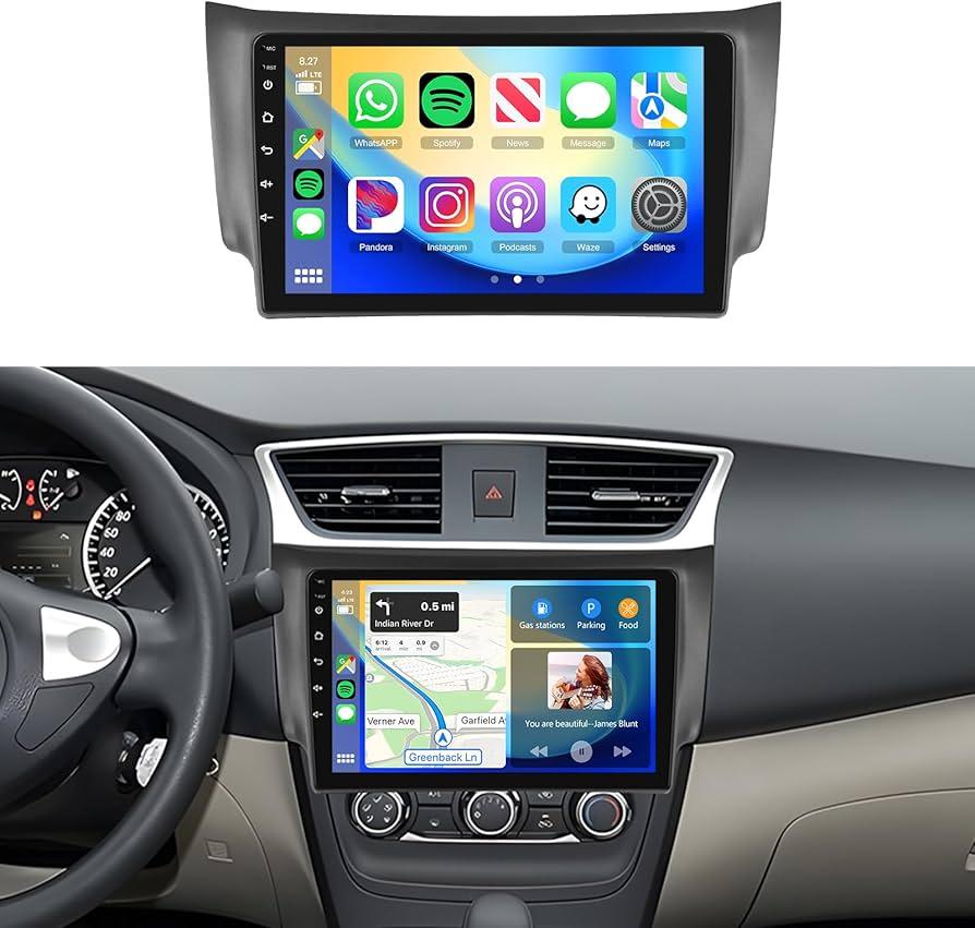 4G+128G Car Radio for Nissan Sentra 2013-2017 Stereo 10.1 inch in-Cell Screen Full Touchscreen Wireless CarPlay/Android Auto Android 15 Bluetooth DSP FM/RDS GPS WiFi SWC AHD Backup Camera