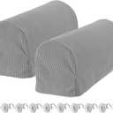 Stretch Armrest Covers Armchair Anti-Slip for Chairs Sofas Couch Arm Covers Recliner Sofa 1 Set w/Twist Pins(Light Gray) (Grey)