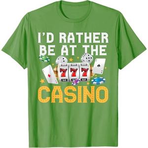 Funny Casino Gambling Art Men Women Las Vegas Slot Machine T-Shirt (Small, Green)