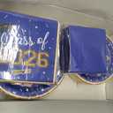 320 Pcs Graduation Table Decorations Party Supplies - Blue Gold Graduation Plates and Napkins Class of 2026 Disposable Dinnerware Set for College High School Congrats Grad Party Favors, Serve 80