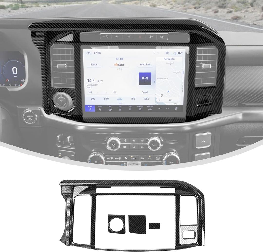 Linskip Dashboard Information Screen Covers Compatible with 2024 2025 2026+ Ford F150 & F150 Raptor, Dash Air Vent Trim for F150 Interior Accessories Carbon Fiber Black