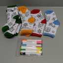 Coume 10 Pairs Christmas Kids Doodle Socks with 9 Pcs Markers DIY Coloring Christmas Stockings Kit Xmas Drawing Craft Christmas Gifts for Kids Arts