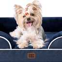 EHEYCIGA Orthopedic Dog Bed for Small Dogs, Waterproof Memory Foam Small Dog Beds with Sides, Non-Slip Bottom and Egg-Crate Foam Medium Pet Couch Bed with Washable Removable Cover, Navy (24.0"l X 18.0"w X 6.0"th)