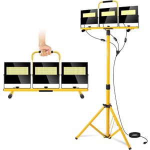 54000 Lumen Work Lights with Stand 3 Adjustable Tripod Work Light Head with 16FT Cord - IP67 Waterproof LED Work Lights on Stand for Outdoor Indoor Job Site Workshop Garage Construction Site Lighting