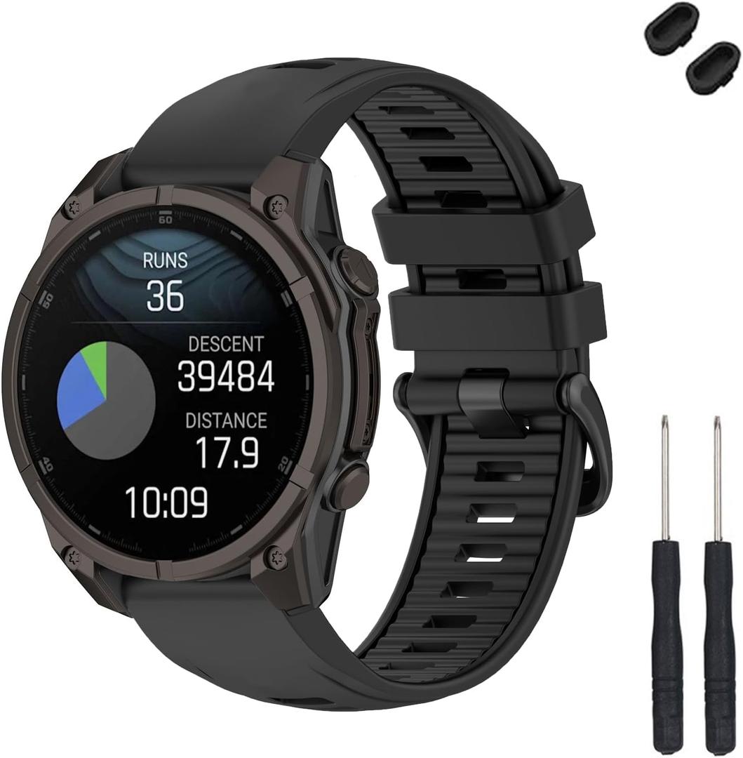 TopPerfekt Band Compatible with Garmin Fenix 8/8 Pro 51/47/43mm, Soft Silicone Replacement Watch Strap Wristband for Instinct 3/Forerunner 965/Tactix 8/ Fenix 7/6/ Descent G2 Smart Watch for Women Men