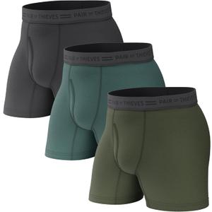 Pair of Thieves Men Every Day Kit Long Boxer Briefs | Underwear for Men | Soft, Tagless, Cotton Blend | Moisture Wicking (Black, M)