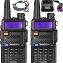 Baofeng UV-5R Radio Ham Radio Handheld UV5R Long Range Dual Band Rechargeable High Power Two Way Radio Walkie Talkies with 1800mAh Li-ion Battery and Earpiece for Hunting Camping Survival Gear,2 Pack
