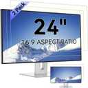 [2-Pack] 24 Inch Computer Blue Light Blocking Screen Protector for 16:9 Widescreen Monitor, Anti Glare Anti-UV Eye Protection Desktop PC LED Monitor Filter, Removable Anti-Scratch Screen Film 24in