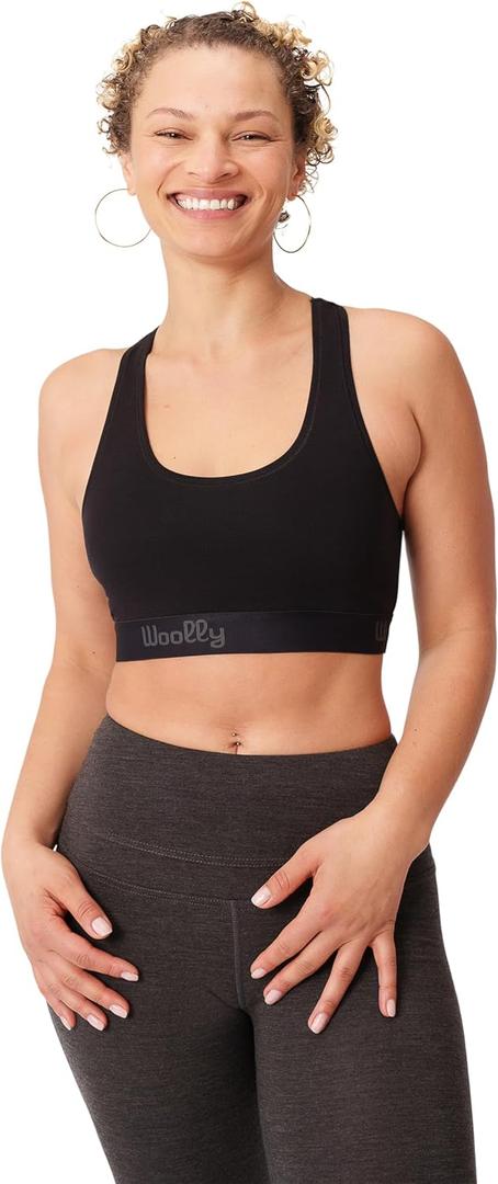 Women's Flex Merino Bralette by Woolly | RWS Certified | Soft, Breathable, Seattle Designed (Large, Black)