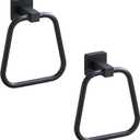 Matte Black Towel Ring for Bathroom 2 Pack, Kitchen Bath Towel Holder Hangers Wall Mount Heavy Duty Stainless Steel