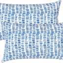LVTXIII Set of 2 Patio Lumbar Pillows, 12x20 Fade Resistant Outdoor Lumbar Pillow with Inners, Fluffy Decorative Garden Lumbar Cushions for Home Patio Coach Sofa Use, Pebble Blue
