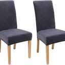 Smiry Velvet Stretch Chair Covers for Dining Room Set of 2, Soft Fit Removable Washable Kitchen Parsons Chair Slipcover Protector, Dark Grey