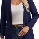 GRACE KARIN Women Sweater Blazers Business Casual Long Sleeve Work Cardigan Open Front Lapel Suit Jackets with Pockets (Large, Navy Blue)
