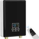 Tankless Electric Water Heater,110V 5500W Under Sink Instant Water Heater with Digital Display Touch Screen&Remote Control On-Demand for Point Of Use for Kitchen,Laundry,RVs (White)