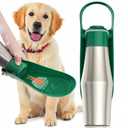 Portable Dog Water Bottle Bowl - 27 oz Travel Water Bowl Dispenser for Dogs, Stainless Steel Leak-Proof, A Must-Have for Outdoor, Camping, Walking, Beach, Hunting and Other Scenes （Green）
