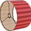 Pendant Lamp Shade, Translucent Bamboo Made, 13.8x9 Inch, Modern Minimalist Style for Living Room, Bedroom (Red Stripe)