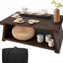 Japanese Low Floor Table Folding Coffee Tables,23''x13.5'' Paulownia Wood Tables Tatami Tables Meditation Table Altar with Storage