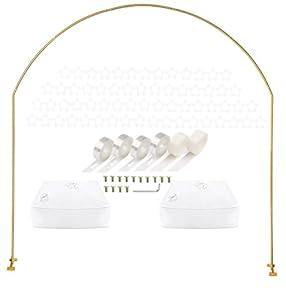 LANGXUN 7.8Ft Metal Gold Balloon Arch Kit, Semi-Circular Balloon Arch Stand with Water Bases for Wedding Bridal Baby Shower Birthday Party Supplies Decorations