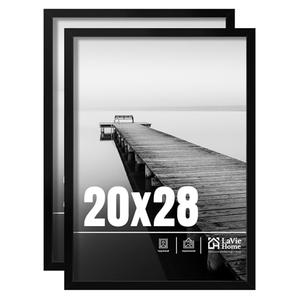 LaVie Home 20x28 Picture Frame 2 pack, Display Pictures 20 x 28 Poster Frame, 20x28 Black Photo Frame with HD Plexiglass, Display Frame for Vertical or Horizontal, Classic Collection