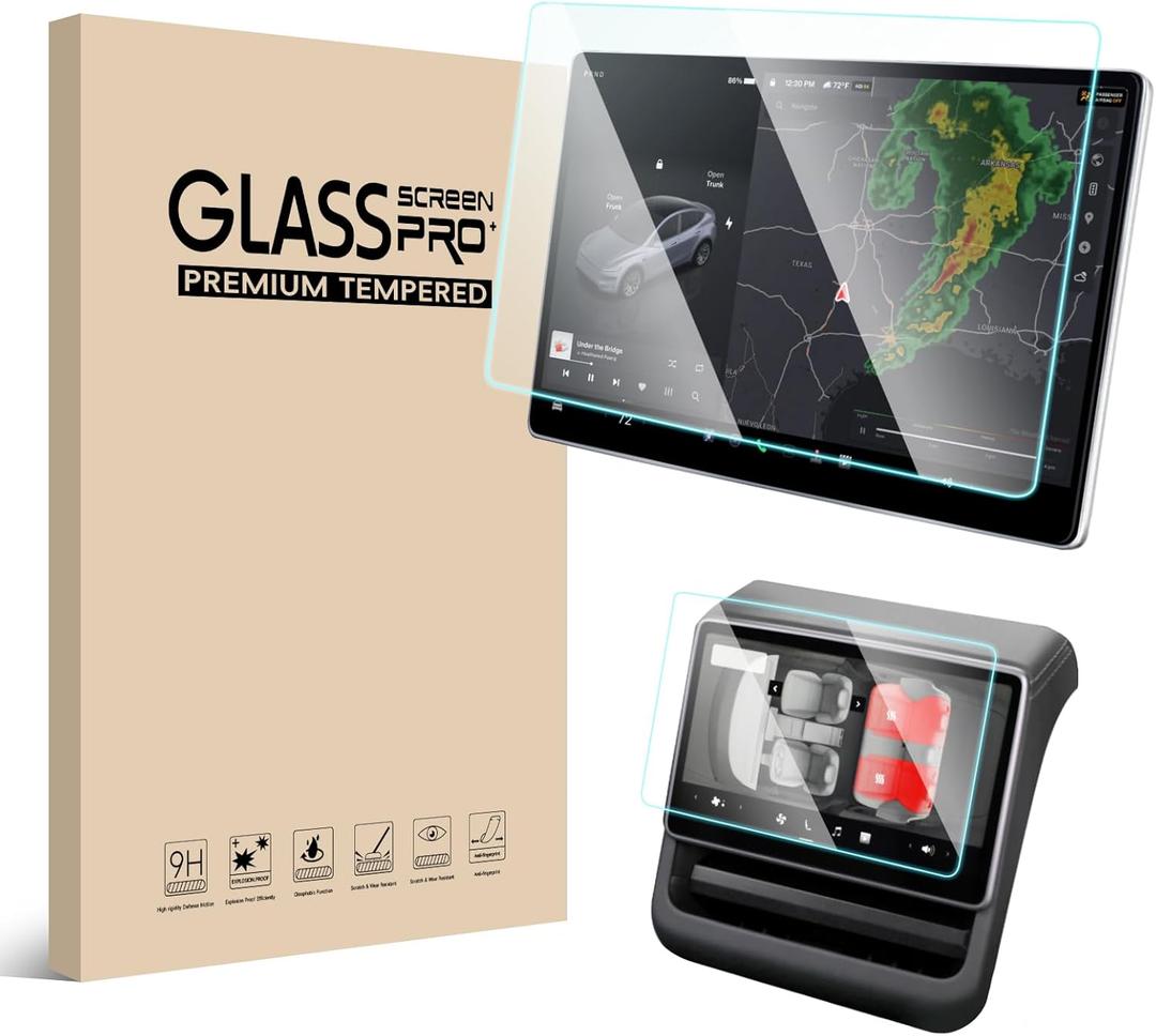 Matte Screen Protector For Tesla Model Y 2025 2026 Juniper& 2024-2025 Model 3 Highland [No More Glare& Fingerprint] Mil- 15.4 Dashboard - Front& Rear Protector - [2-Pack]-PET Material