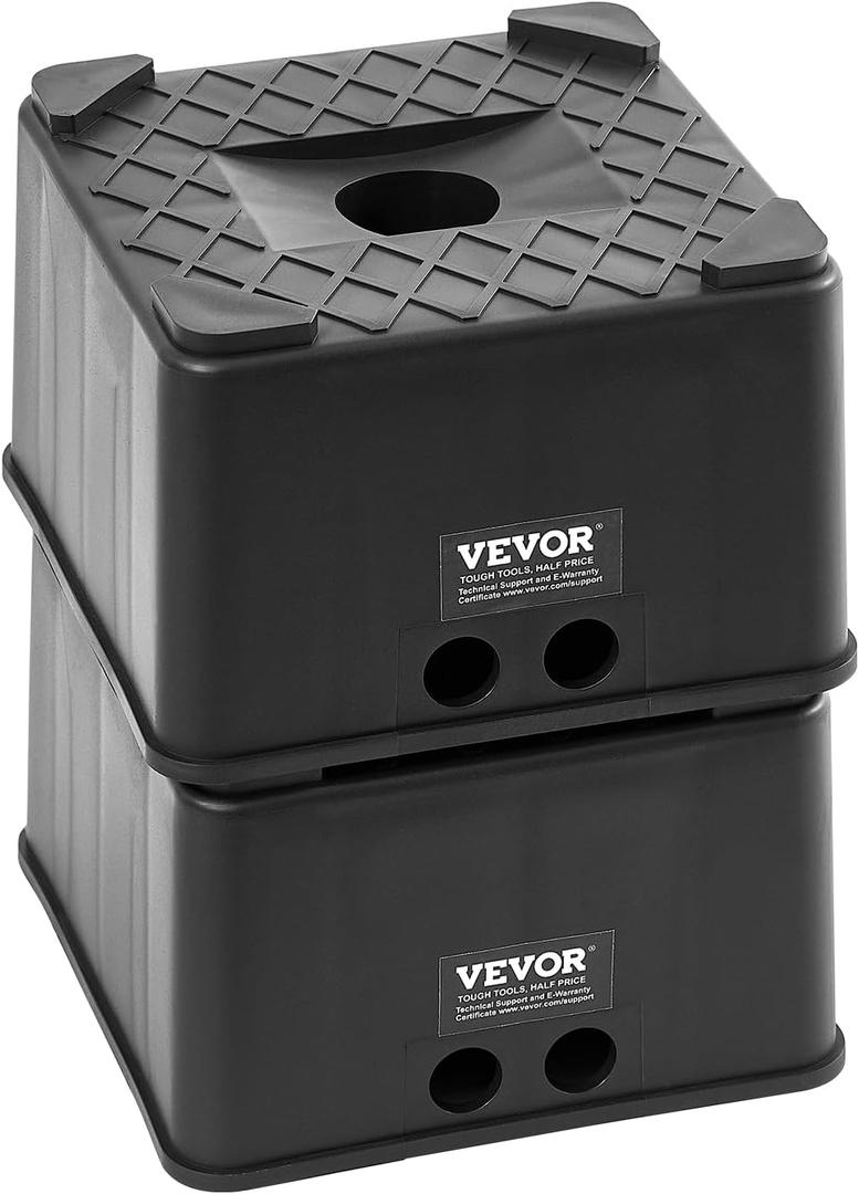 VEVOR Trailer Jack Blocks, 6" High Heavy Duty RV Leveling Blocks, Each with 6000 lbs Capacity, as RV Jack Stand, Stool, Camper Accessories, for Travel Trailers, 5th Wheels Class A/C Motorhomes, 2 Pcs