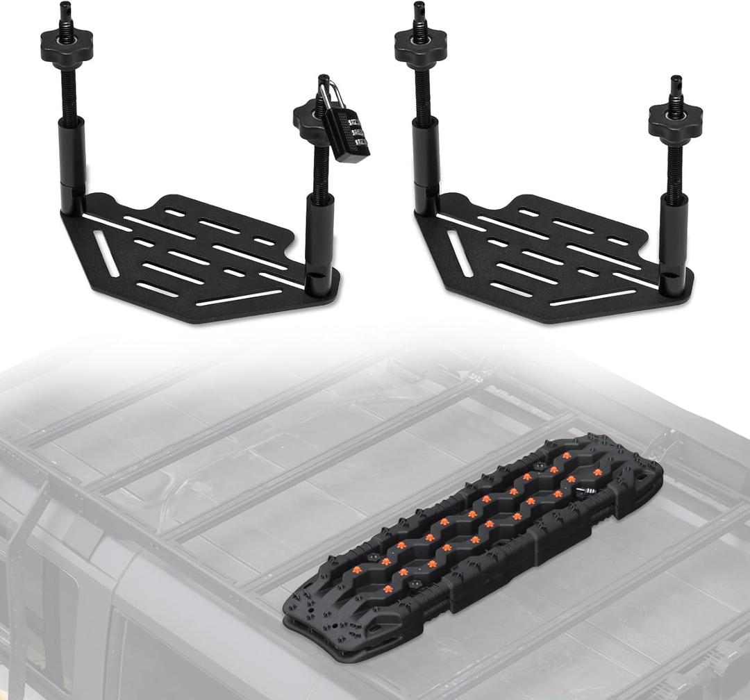 FieryRed Recovery Traction Board Mounting Kit, Universal Roof Rack Fit with Quick-Release Knobs & Anti-Theft Padlock, for Rooftop Platform (Only for 2 Boards)