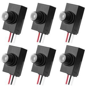 6pcs Dusk to Dawn Sensor for Outdoor Lighting, 100-277V Weatherproof Photoelectric Switch Photocell Light Sensor for Most Outdoor Lamp Fixtures Bulbs Security Lights Easy Install