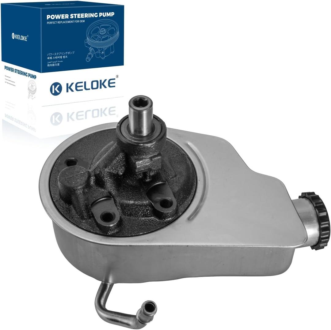 KELOKE Power Steering Pump, with Reservoir, Compatible with 1996-2006 Chevrolet & Cadillac & GMC - Silverado 1500, Suburban 1500, Tahoe, K2500 Suburban, Sierra 1500, Escalade, Replace#20-8704 88963509