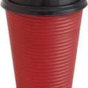Burgundy Ripple Hot Cups - 16 Oz - Paper, Case Of 200, 4 Packs X 50 - For Coffee, Tea, Cafes & Breakrooms, Large
